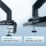 HUANUO - Single Monitor Desk Mount with Gas Spring Arm - Black