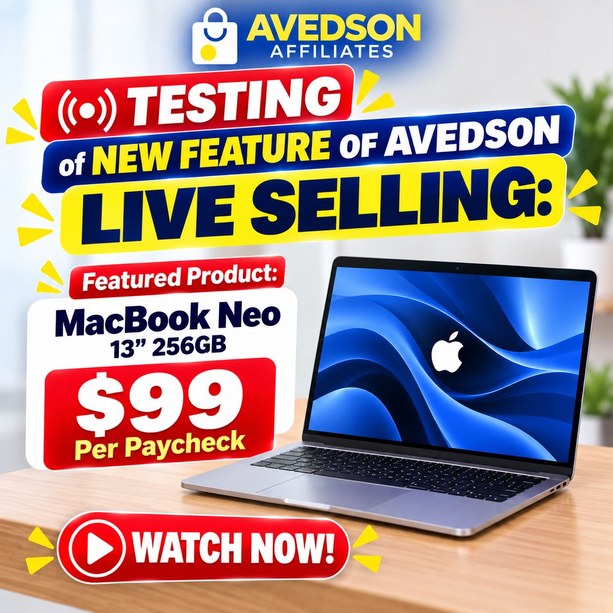 MacBook Neo Live — Indigo & Citrus (Guam) + Blush (Saipan)