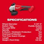 Milwaukee(Tool-Only) M18 18V Lithium-Ion Brushless Cordless 4-1/2 in./5 in. Grinder with Paddle Switch (2686-20)