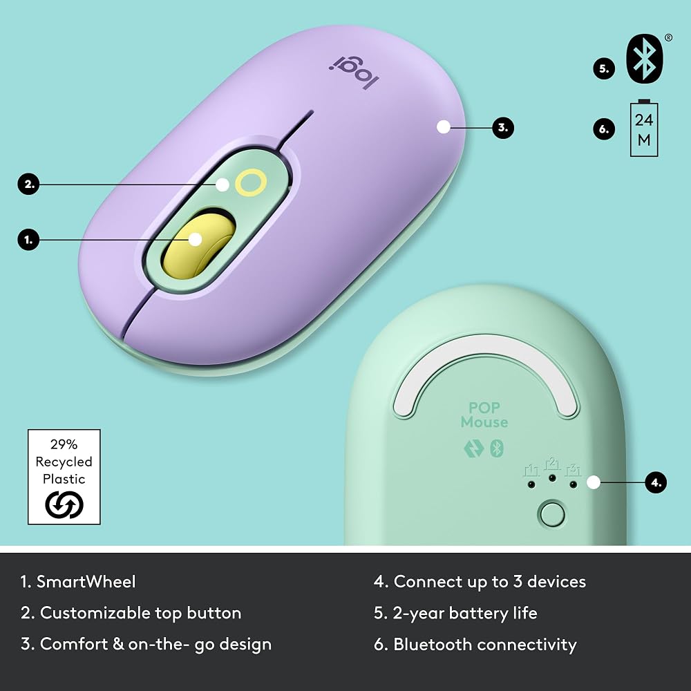 Logitech POP Mouse, Compact and Portable Wireless Bluetooth - Image 6