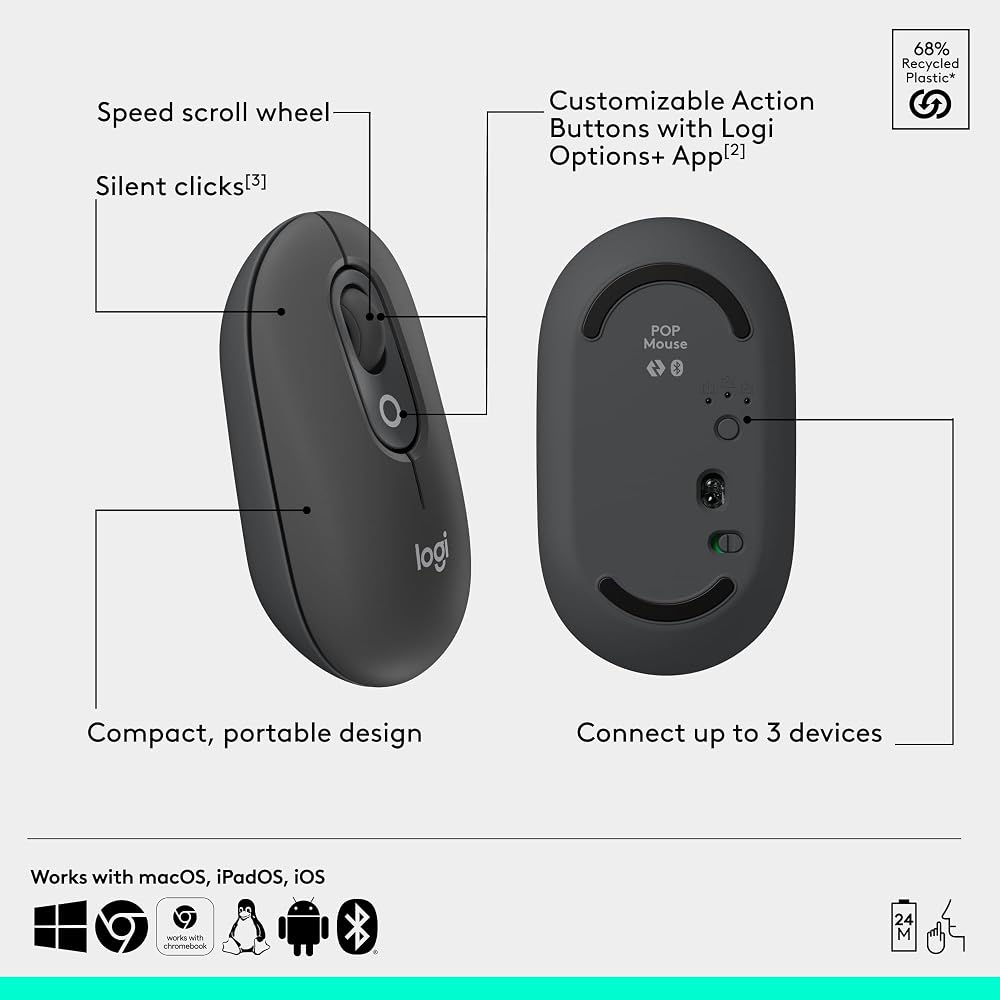 Logitech POP Mouse, Compact and Portable Wireless Bluetooth - Image 6