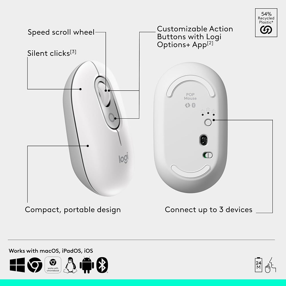 Logitech POP Mouse, Compact and Portable Wireless Bluetooth - Image 6