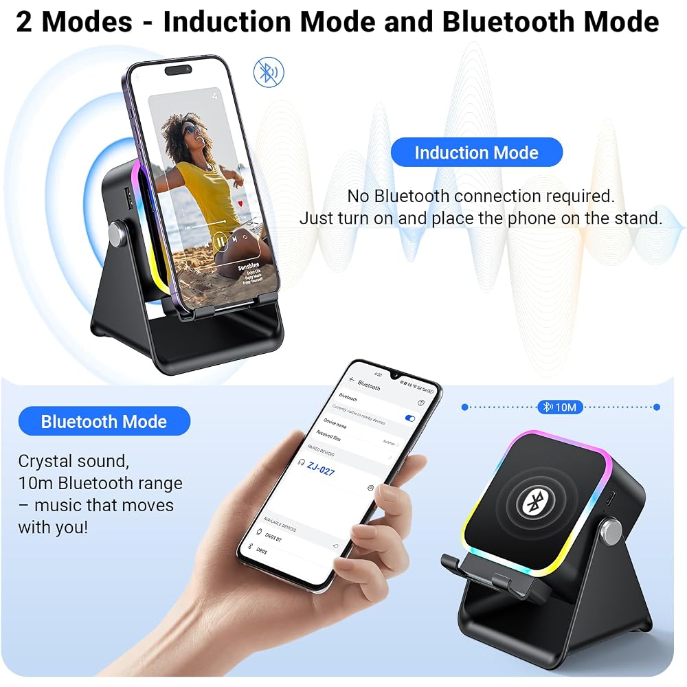 AIKELA Induction Speaker with Phone Stand 5 in 1 Wireless Bluetooth Audio - Image 3