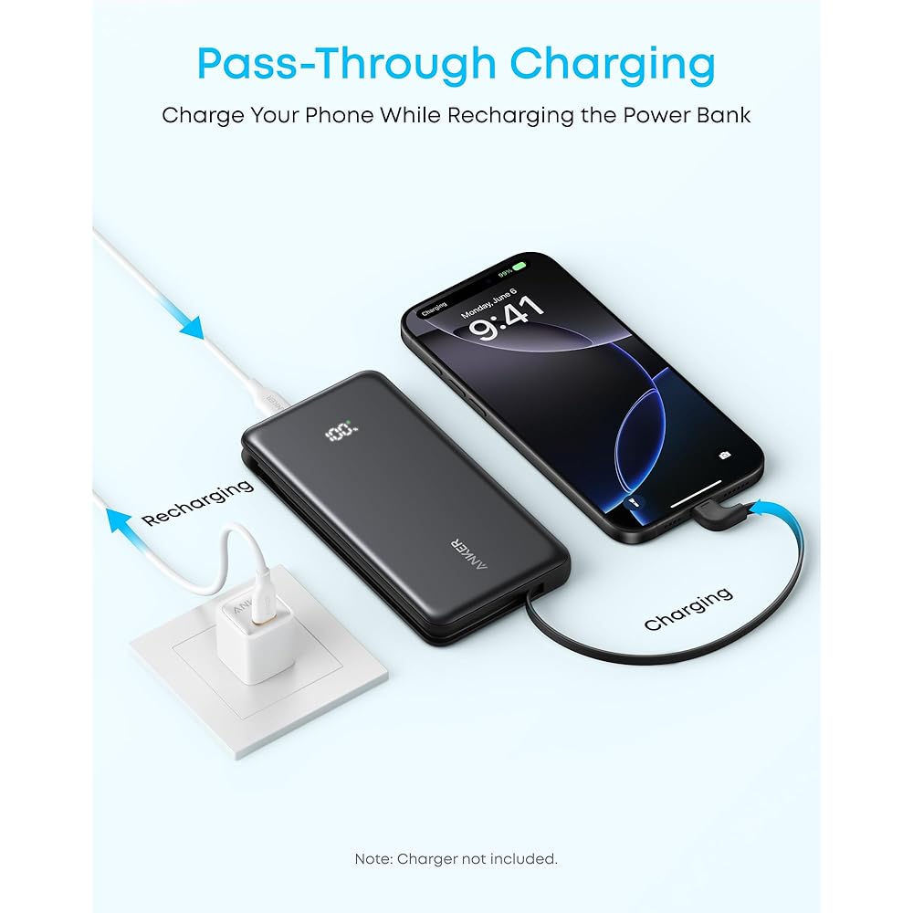 Anker - Zolo Power Bank 20K, 22.5W, Built-In USB-C Cable - Image 3