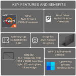 HP Essential 255 G10 15.6" Business Laptop, AMD Ryzen 5 7530U, 32GB RAM, 1TB SSD, Windows 11 Pro, Grey