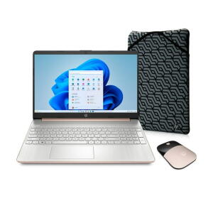 HP 15.6" (Athlon N3050, 4GB RAM, 128GB SSD), Win 10 S, Rose Gold + Mouse & Sleeve (15-ef1073wm)