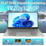 Ccdes 15.6" Laptop, Intel N5095 Quad-Core, 12GB RAM, 256GB SSD, FHD IPS, Backlit Keyboard, Windows 11, Silver