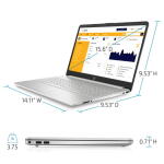 HP 15.6" FHD Laptop, Intel Core i3-1115G4, 8GB RAM, 256GB SSD, Silver, Windows 11 (15-dy2131wm)