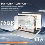 KUU 15.6" FHD Laptop, Intel Quad-Core N95, 16GB RAM, 1TB SSD, Silver