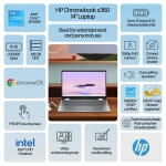 HP 14" x360 FHD Touch Chromebook, Intel Core i3-N305, 8GB RAM, 128GB UFS, Meteor Silver