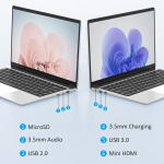 ESOOR 14.1" FHD IPS, Celeron N4000, 6GB RAM, 512GB SSD, Win 11 Pro, Office 2024