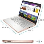 HP 14" Laptop (14-dq0004dx), Celeron N4020, 4GB RAM, 64GB eMMC, UHD 600, Win 10 S, Natural Silver/Pale Rose Gold