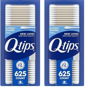 Q-tips Cotton Swabs: 100% cotton, 625 count, for hygiene and beauty care (Pack of 2)