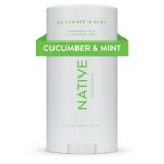 Native Deodorant (Cucumber & Mint): 72-hour odor control, aluminum-free, with baking soda, coconut oil, and shea butter. Suitable for all.