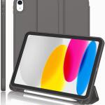 iMieet Case for New iPad 10.9 Inch (10th Gen, 2022) - Trifold Stand with Pencil Holder, Soft TPU Back, and Auto Wake/Sleep (Space Gray)