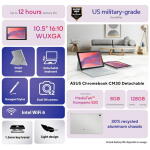 ASUS Chromebook CM30 10.5" WUXGA Touch 2-in-1, MediaTek Kompanio 520, 8GB RAM, 128GB eMMC, Stylus, Fog Silver