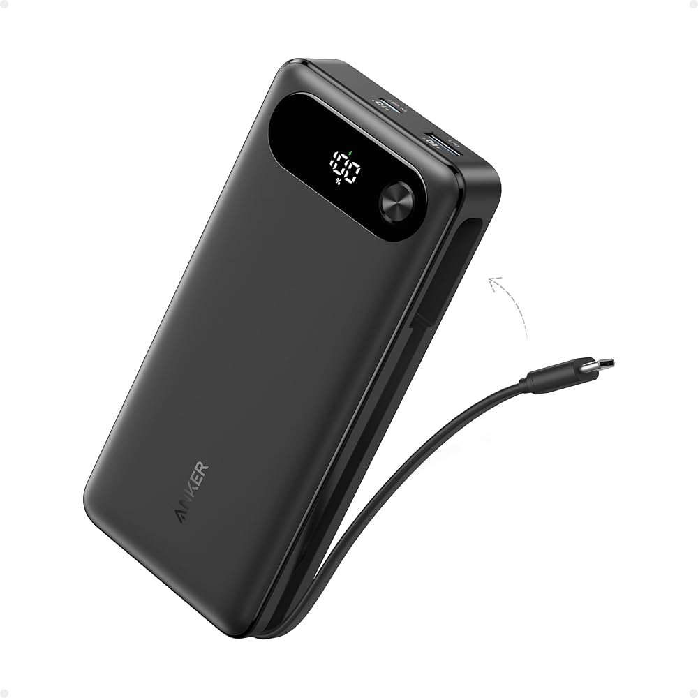 Anker power bank 20k, 87w, Built in USB C cable