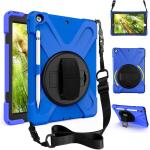 ZenRich Rugged Shockproof Case for iPad 9th/8th/7th Generation 10.2 inch (2021), with Pencil Holder, Rotating Hand Strap, Stand, Shoulder Strap, and Screen Protector (Blue)