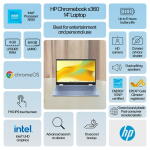 HP 14" x360 FHD Touch Chromebook, Intel N100, 4GB RAM, 64GB eMMC, Sky Blue