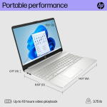 HP 15.6" FHD Laptop, Intel Core i3-1215U, 8GB RAM, 256GB SSD, Silver, Windows 11 (15-dy5131wm)