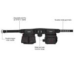 Husky 2-Bag 10-Pocket Contractor's Work Tool Belt Tool Storage in Black (HD858759-TH)