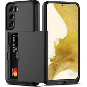 Nvollnoe for Samsung S22 Case with Card Holder 5G 6.1 inch - Black