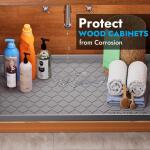 Waterproof Under Sink Mat 34 x 22, Silicone Under Sink Tray for Kitchen & Bathroom, Cabinet Liner, Shelf Protector, and Storage Drip Tray for Kitchen Cabinets