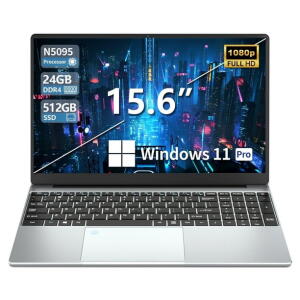 KUU 15.6" Laptop, Intel Celeron, 24GB RAM, 512GB SSD, FHD 1080p, Windows 11