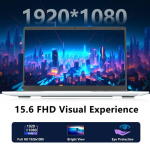 KUU 15.6" FHD Laptop, Intel Quad-Core N95, 16GB RAM, 1TB SSD, Silver