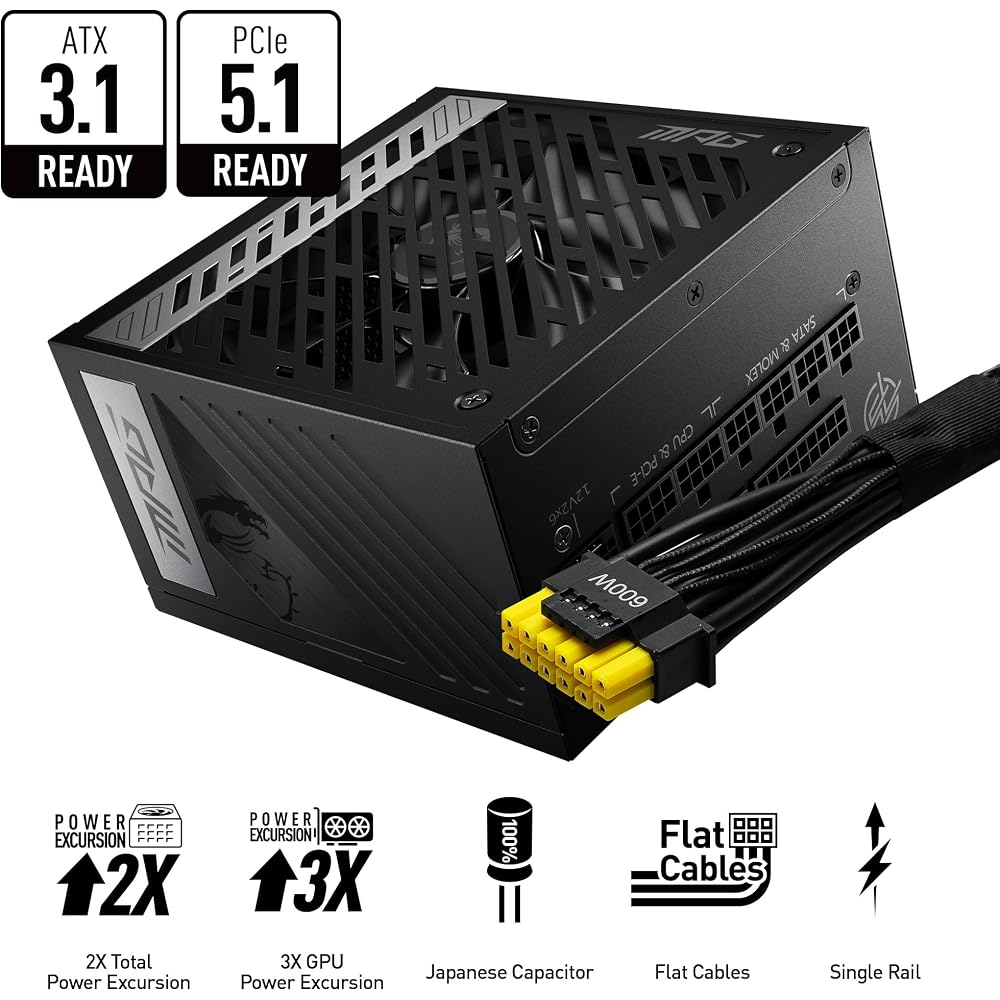 MSI MPG A850G PCIE 5 & ATX 3.0 850W Gaming Power Supply - Image 2
