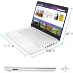 HP Stream 14" Laptop, Celeron N4120, 4GB RAM, 64GB eMMC + 64GB SD Card, Snowflake White, Windows 11 (S Mode)