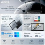 Lenovo V15 G3 15.6" FHD Biz Laptop, i7-1255U, 16GB RAM, 1TB SSD, Black