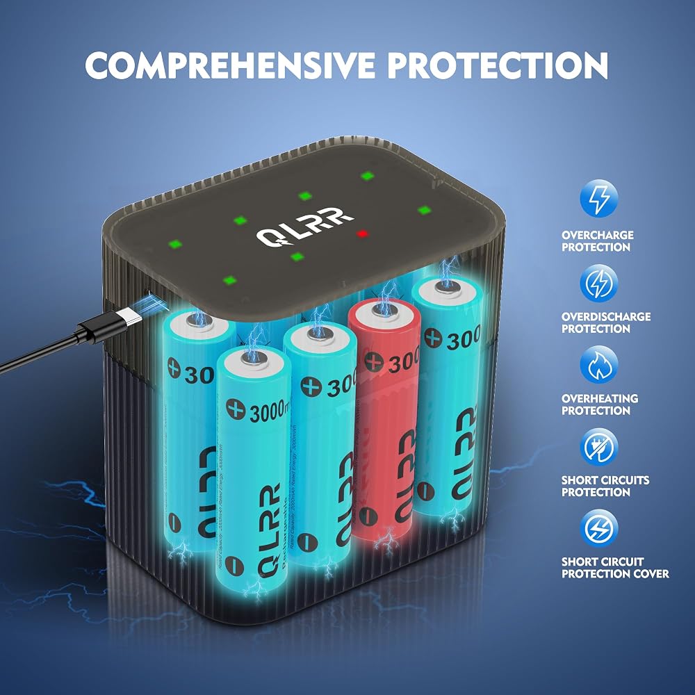 QLRR Rechargeable Lithium AA Batteries with Fast Charger 8 Pack - Image 6