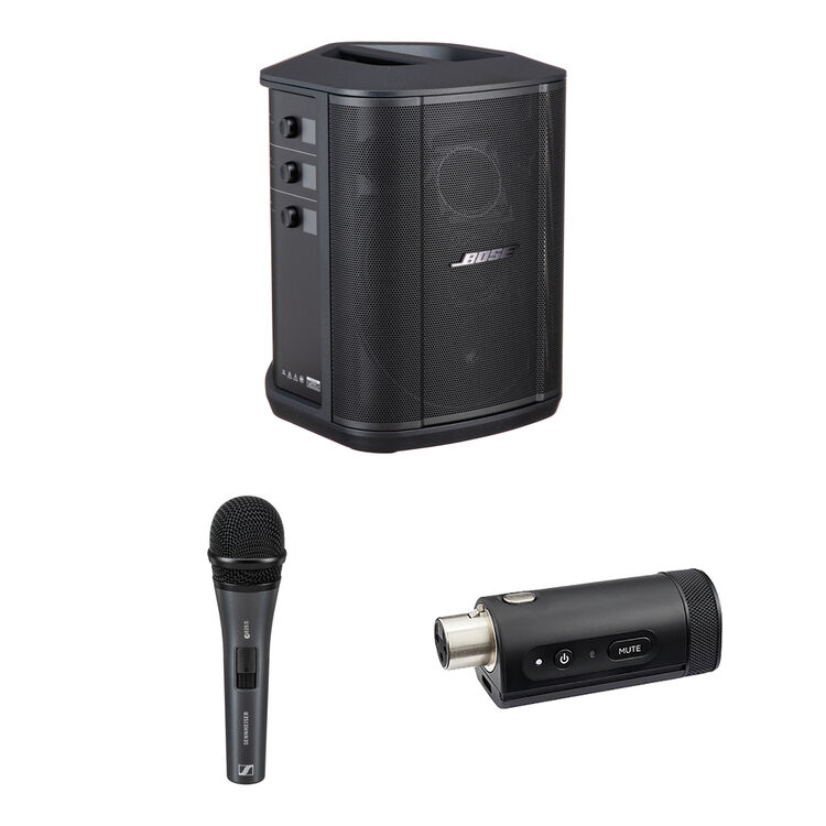 Bose S1 Pro+ Wireless PA System with Sennheiser Handheld Mic & Wireless Mic Transmitter