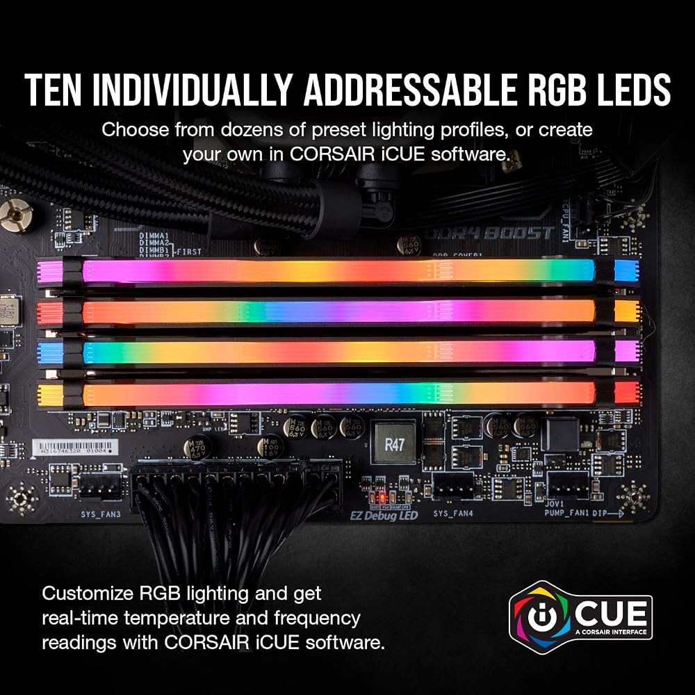 CORSAIR VENGEANCE RGB PRO DDR4 RAM 32GB (2x16GB) Desktop Computer Memory - Black - Image 3
