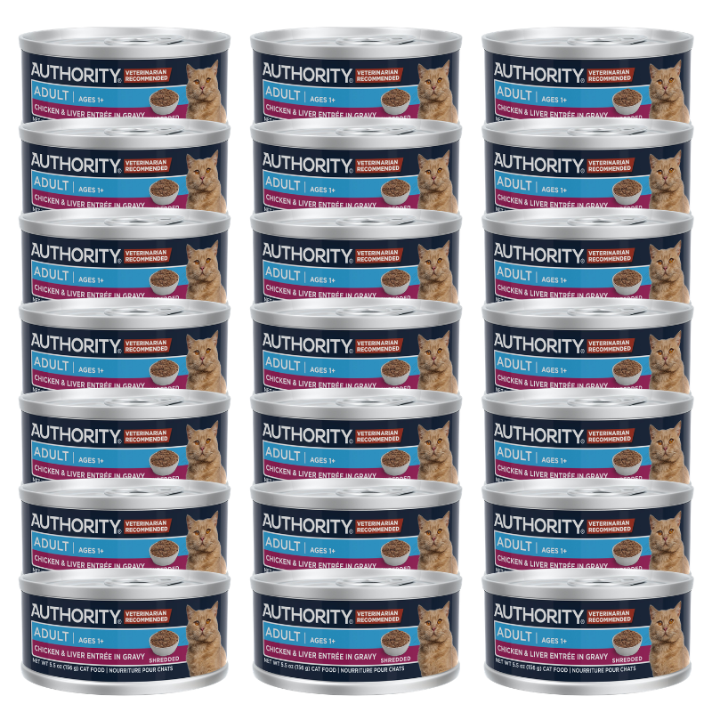 Authority® Everyday Health Adult Cat Wet Food - Shreds in Gravy, With-Grain, Chicken & Liver