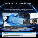 KUU 15.6" Touchscreen Laptop, AMD R3-3200U, 16GB RAM, 512GB SSD, 1080p