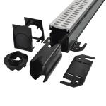 NDS 2-1/4 in. x 6 ft. Slim Channel Drain Kit Gray Grates, End Caps, Outlets, Coupling and Anchor Clips (9206GKITRTL)