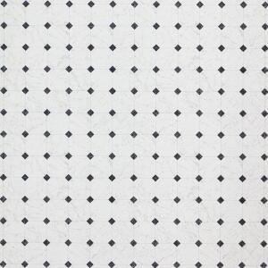 TrafficMaster Black and White Marble Paver 5 MIL x 12 ft. W x Cut to Length Waterproof Vinyl Sheet Flooring (C1100405K509G14)
