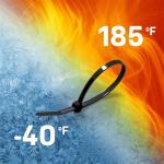 Commercial Electric 24in Heavy Duty 175lb Tensile Strength UL 21S Rated Cable Zip Ties 15 Pack UV (Black)