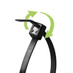 Commercial Electric 8in Twist and Cut UL Listed UV Resistant Cable Zip Ties 100 Pack UV (Black) (GTSC-200STUV (100))
