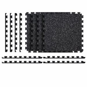 Norsk Black with Blue White Flecks 20.5 in. x 20.5 in. x 0.47 in. Rubber-Tec Reversible Gym Flooring (12 sq. ft.) (4-Pack) (32102RTBW)