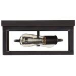 Hampton Bay Boswell Quarter 12-1/2 in. 2-Light Black Industrial Open Cage Flush Mount Ceiling Light with Bulbs Included (8017HBDBDI)