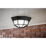 Hampton Bay 10.5 in. 1 Light Black Outdoor Weather Resistant Integrated LED Flush Mount with Frosted Glass Shade (HB7072LED-05)