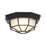 Hampton Bay 10.5 in. 1 Light Black Outdoor Weather Resistant Integrated LED Flush Mount with Frosted Glass Shade (HB7072LED-05)