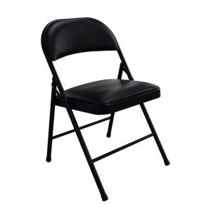 HDX Black Vinyl Padded Steel Frame Folding Chair (FC007B001A)