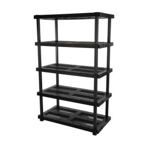 HDX 5 Tier Plastic Adjustable Garage Storage Shelving Unit in Black (48 in. W x 75 in. H x 24 in. D) (999-9324BB5)