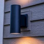 Home Decorators Collection Turrill 13.39 in. Matte Black Cylinder Outdoor Wall Light Sconce (80706)