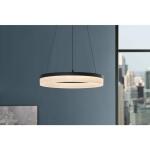 Home Decorators Collection Kipling 35-Watt Black Modern Integrated LED Pendant Light with Frosted Acrylic Shade (22826-002)