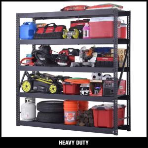 Husky 5-Tier Industrial Duty Steel Freestanding Garage Storage Shelving Unit in Black (90 in. W x 90 in. H x 24 in. D) (N2W902490W5B)